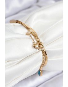 316L Çelik Nazar Boncuk Detaylı Mavi Zirkon Taşlı Model İtalyan Zincir Gold Renk Kadın Bileklik