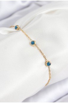 316L Çelik Nazar Boncuğu Model Gold Renk Kadın Bileklik