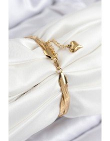 316L Çelik Örgü İtalyan Zincir Model Gold Renk Kadın Bileklik