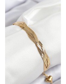 316L Çelik Örgü İtalyan Zincir Model Gold Renk Kadın Bileklik