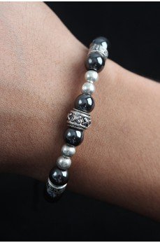 Doğal Taş X Model Antrasit Renk Asansörlü Erkek Bileklik