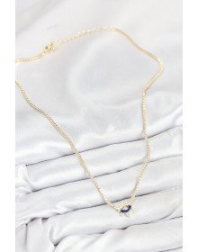 Pirinç Zirkon Taşlı Su Yolu Göz Model Gold Renk Kadın Kolye