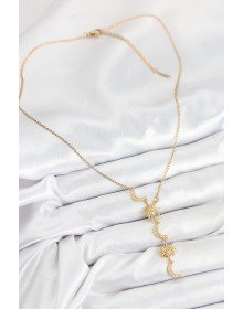 316L Çelik Zirkon Taşlı Güneş Ve Ay Model Gold Renk Kadın Kolye