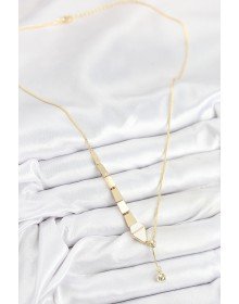 Pirinç Yılan Model Gold Renk Asansörlü Kadın Kolye