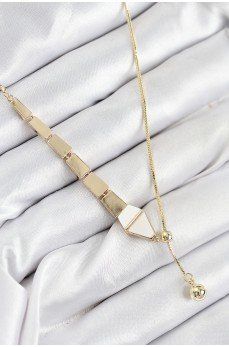 Pirinç Yılan Model Gold Renk Asansörlü Kadın Kolye