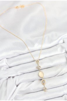 Pirinç Zincir Sarı Gold Renk Zirkon Taşlı Y Kolye