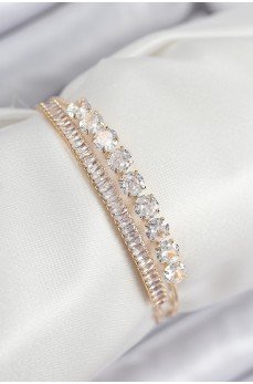 Pirinç Zirkon Taşlı Su Yolu Model Gold Renk Kadın Bileklik