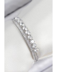 Pirinç Zirkon Taşlı Su Yolu Model Gümüş Renk Kadın Bileklik