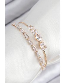 Pirinç Zirkon Taşlı Su Yolu Model Gold Renk Kadın Bileklik