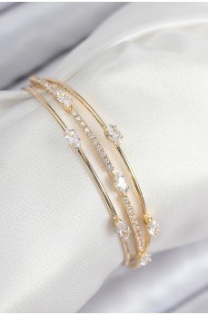 Pirinç Zirkon Taşlı Su Yolu Model Gold Renk Kadın Bileklik