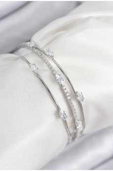 Pirinç Zirkon Taşlı Su Yolu Model Gümüş Renk Kadın Bileklik