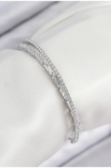 Pirinç Zirkon Taşlı Su Yolu Model Gümüş Renk Kadın Bileklik