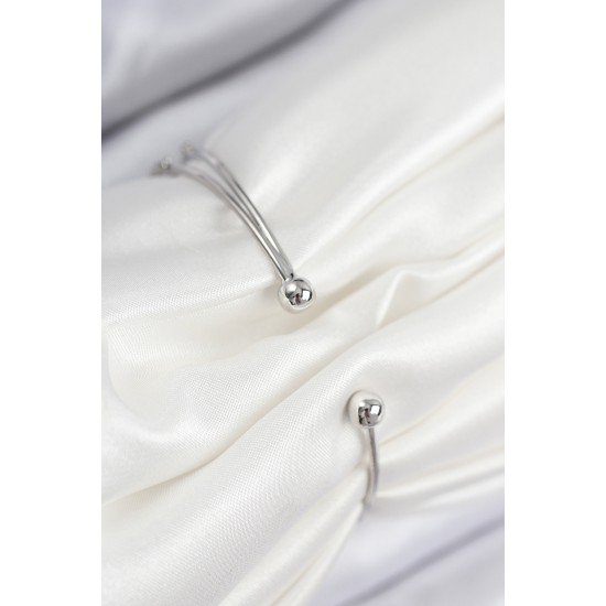 Pirinç Zirkon Taşlı Yıldız Ve İnci Model Gümüş Renk Kadın Bileklik