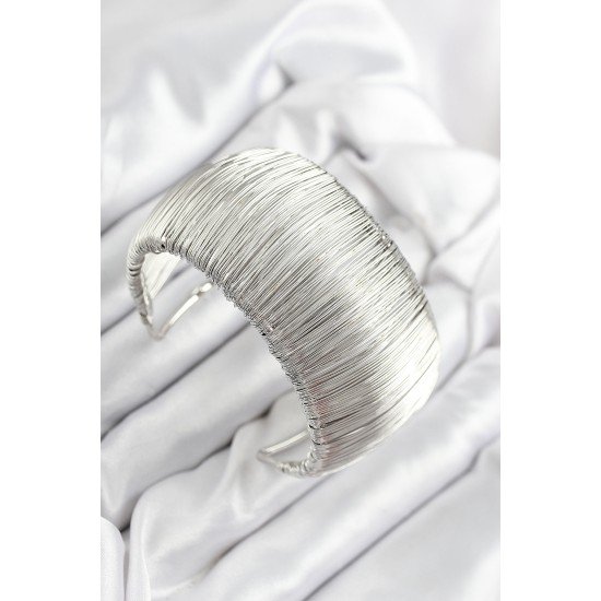 Pirinç Tel Sarma Model Gümüş Renk Kadın Bileklilk