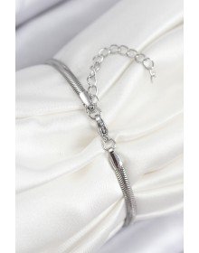 Pirinç Zirkon Taşlı Yonca Model Gümüş Renk Kadın Bileklik