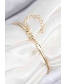 Pirinç Zirkon Taşlı Kalp Model Gold Renk Kadın Bileklik