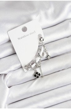 Pirinç Gümüş Renk Kadın Set Küpe