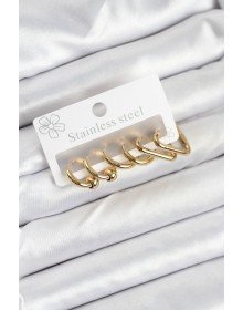 316L Çelik Gold Renk Kadın Küpe Seti
