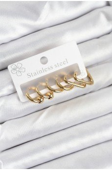 316L Çelik Gold Renk Kadın Küpe Seti