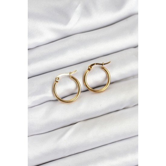 316L Çelik Gold Renk 15 mm Halka Kadın Küpe 316L Çelik Gold Renk 15 mm Halka Kadın Küpe
