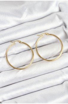 316L Çelik Gold Renk 35 mm Halka Kadın Küpe