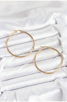 316L Çelik Gold Renk 45 mm Halka Kadın Küpe