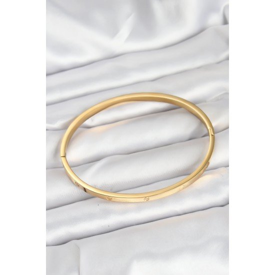 316L Çelik Gold Renk 65 mm İnce Kadın Kelepçe Bileklik