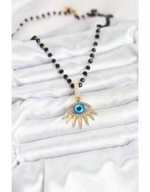 316L Çelik Zincir Kristal Boncuklu Göz Model Kadın Kolye