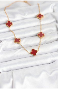 316L Çelik Gold Renk Zincir Bordo Yonca Kadın Kolye 316L Çelik Gold Renk Zincir Bordo Yonca Kadın Kolye