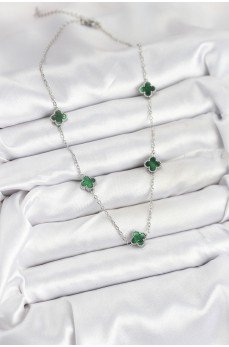 316L Çelik Zincir Gümüş Renk Yeşil Baby Boy Yonca Kadın Kolye 316L Çelik Zincir Gümüş Renk Yeşil Baby Boy Yonca Kadın Kolye