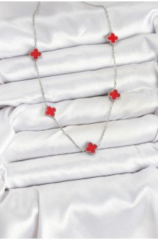 316L Çelik Zincir Gümüş Renk Kırmızı Baby Boy Yonca Kadın Kolye 316L Çelik Zincir Gümüş Renk Kırmızı Baby Boy Yonca Kadın Kolye