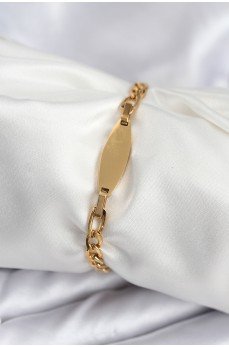 316L Çelik Gold Renk Oval Yazı Yazmaya Uygun Kadın Bileklik