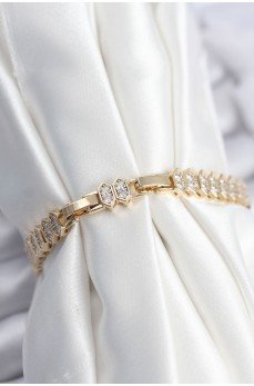 Pirinç VIP Seri Gold Renk Zirkon Taşlı Kadın Bileklik Pirinç VIP Seri Gold Renk Zirkon Taşlı Kadın Bileklik