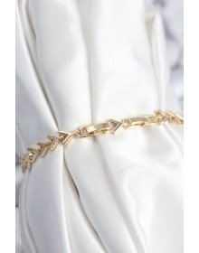 Pirinç VIP Seri Gold Zirkon Taşlı Balık Sırtı Model Kadın Bileklik