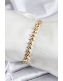 Pirinç VIP Seri Gold Zirkon Taşlı Balık Sırtı Model Kadın Bileklik