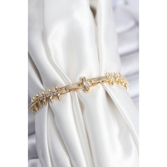 Pirinç VIP Seri Gold Renk Sıralı Damla Model Kadın Bileklik