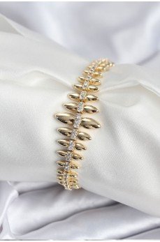 Pirinç VIP Seri Gold Renk Sıralı Damla Model Kadın Bileklik