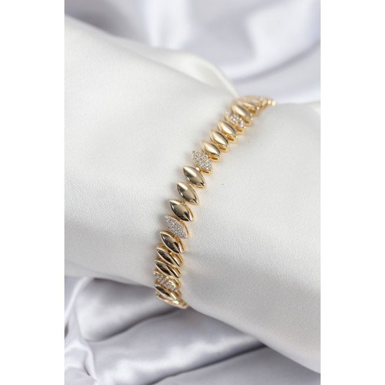Pirinç VIP Seri Gold Renk Arpa Model Kadın Bileklik Pirinç VIP Seri Gold Renk Arpa Model Kadın Bileklik