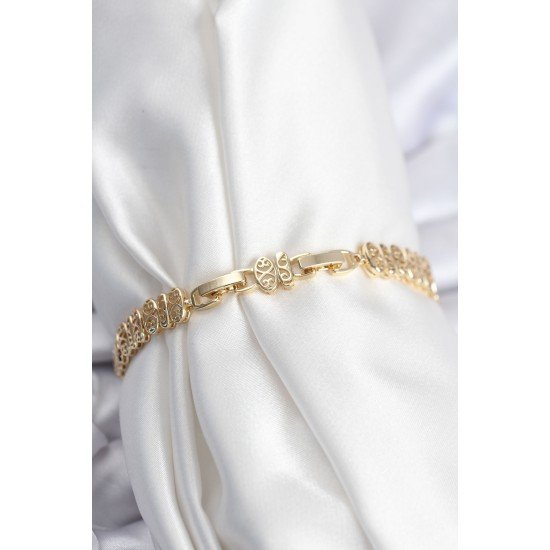 Pirinç VIP Seri Gold Renk Oval Sıralı Kadın Bileklik