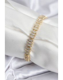 Pirinç VIP Seri Gold Renk Oval Sıralı Kadın Bileklik
