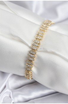 Pirinç VIP Seri Gold Renk Oval Sıralı Kadın Bileklik