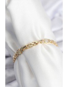 Pirinç VIP Seri Gold Renk Zincir Model Kalpli Zirkon Taşlı Kadın Bileklik