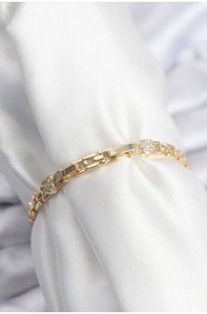 Pirinç VIP Seri Gold Renk Zincir Model Kalpli Zirkon Taşlı Kadın Bileklik Pirinç VIP Seri Gold Renk Zincir Model Kalpli Zirkon Taşlı Kadın Bileklik