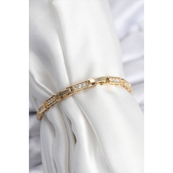 Pirinç VIP Seri Gold Renk Parçalı Model Kadın Bileklik Pirinç VIP Seri Gold Renk Parçalı Model Kadın Bileklik