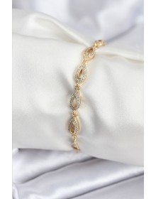 Pirinç VIP Seri Gold Renk Sıralı Damla Model Kadın Bileklik