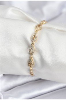 Pirinç VIP Seri Gold Renk Sıralı Damla Model Kadın Bileklik