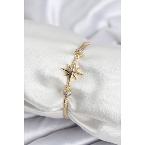Pirinç VIP Seri Gold Renk Kutup Yıldızı Model Kadın Bileklik