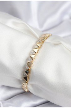Pirinç VIP Seri Gold Renk Sıralı Üçgen Model Kadın Bileklik