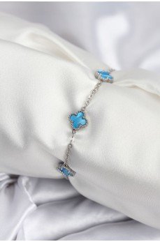316L Çelik Gümüş Renk Buz Mavisi Baby Boy Yonca Kadın Bileklik 316L Çelik Gümüş Renk Buz Mavisi Baby Boy Yonca Kadın Bileklik