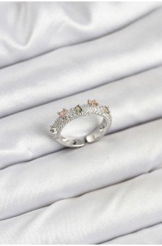 Pirinç Gümüş Renk Zirkon Taşlı Vintage Kadın Yüzük Pirinç Gümüş Renk Zirkon Taşlı Vintage Kadın Yüzük